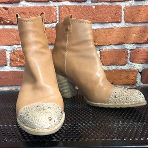 Stuart Weitzman Tan Studded Booties